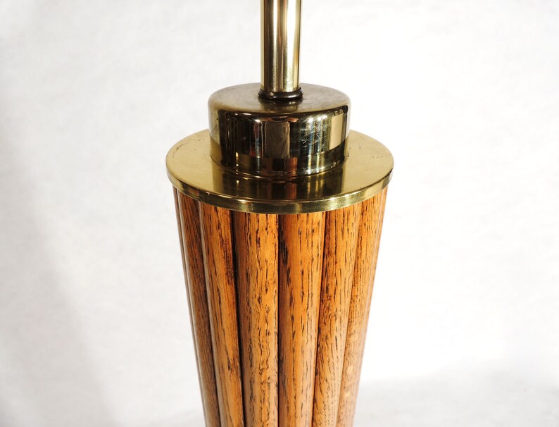 Postmodern Nova Of California Oak Wood Cylinder Floor Lamp with Wicker Rattan Shade