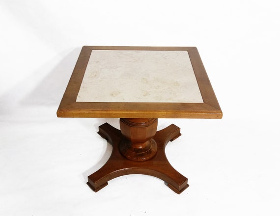 Vintage Mersman Solid Wood French Country Faux Travertine Plant