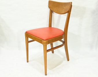 Vintage MCM Era Solid Wood Orange vinyl Chair