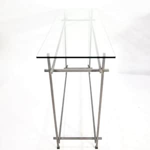 Vintage Minimalist Design Metal Floating Glass Top Geometric Console Table
