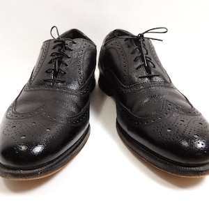 Vintage Florsheim Black Wingtip Oxfords Shoes mens size 10 D
