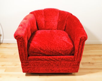 MCM Era Red Velvet Fabric Lounge Armchair Shell