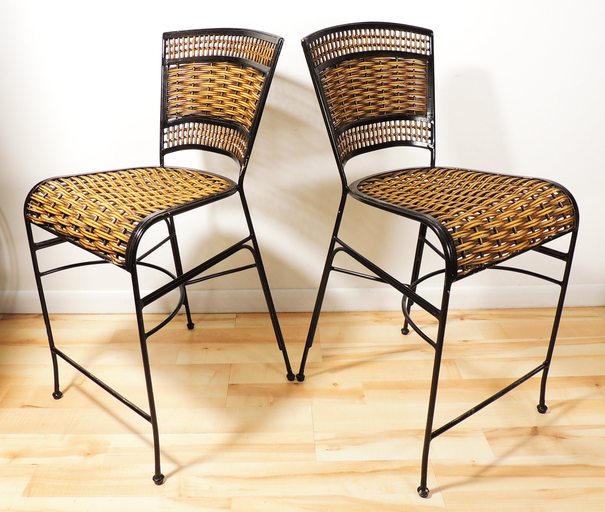 Wicker and sale iron bar stools