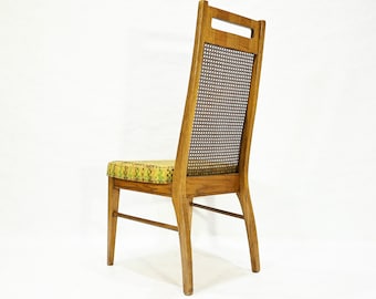 Original MCM Garrison Wood Dining Chair Modernist Quaker Leaf w caned backrest 1970's