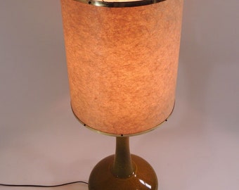 Vintage Modernist Paul Hanson Style Large Green Ceramic Table Lamp