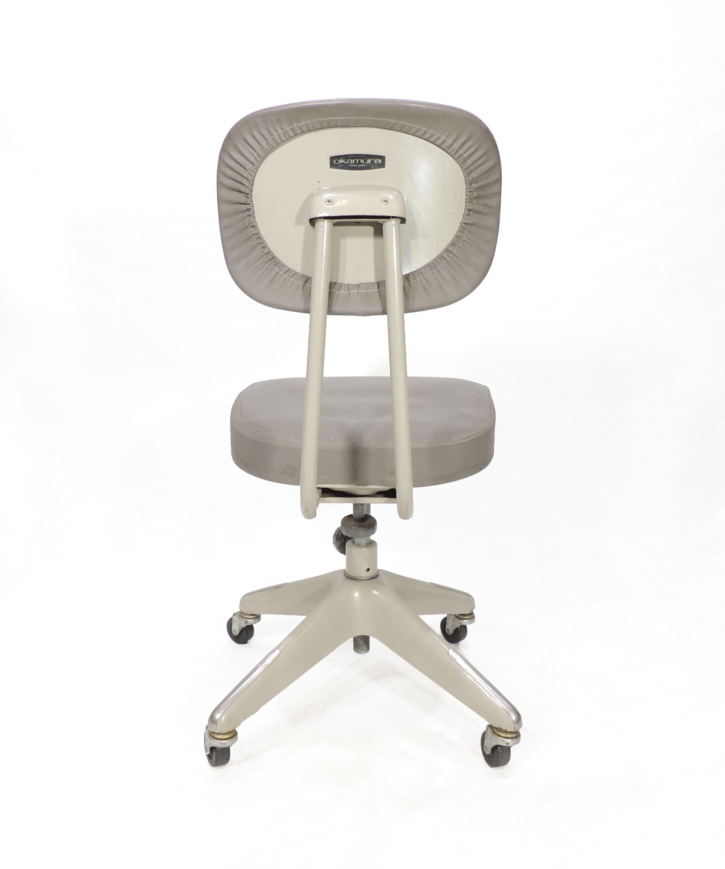 Original Okamura Industrial Adjustable Swivel Rolling Office Chair