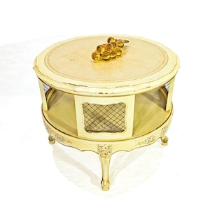 Vintage French Country Provincial Side Round Accent Table