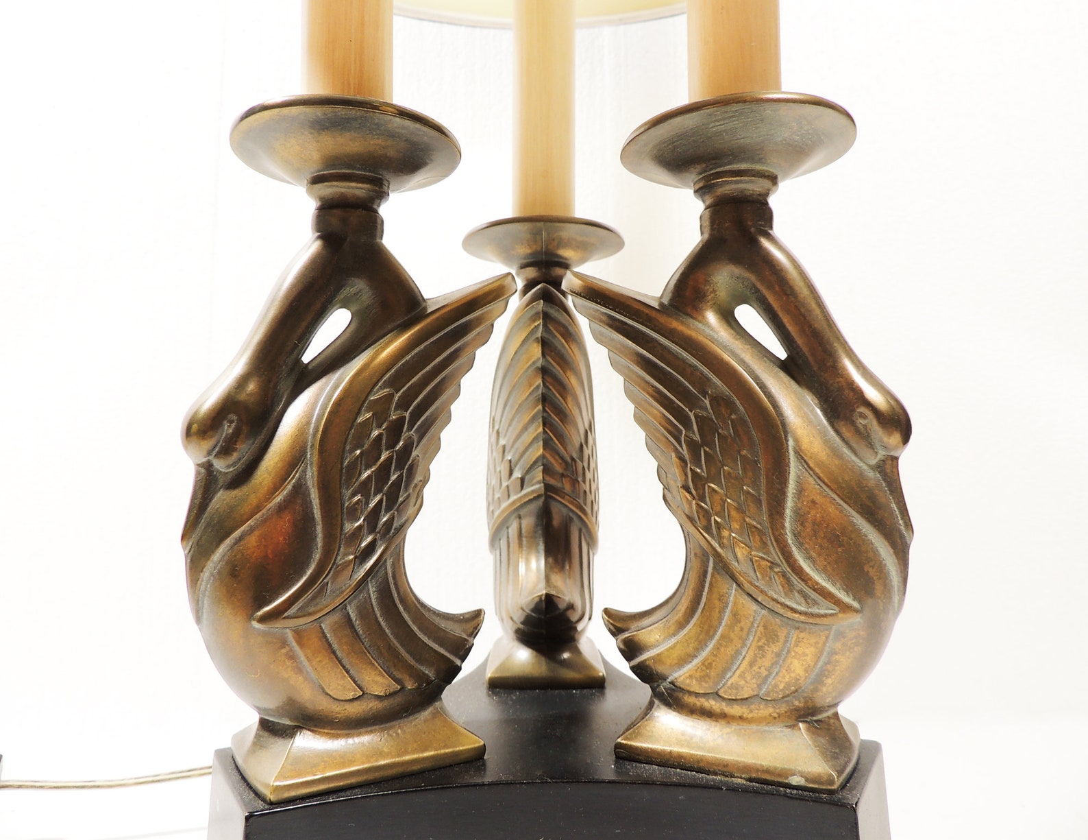 Vintage Ethan Allen Empire Style Swan Table Lamp Light Black Etsy