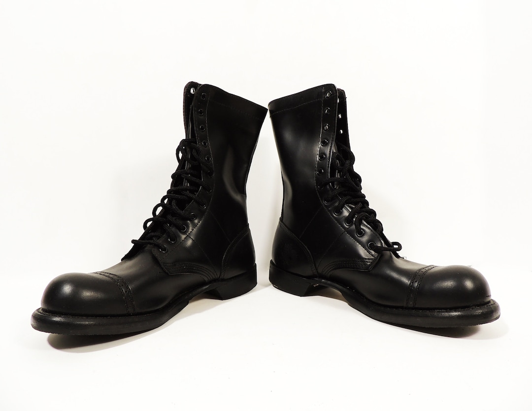 Vietnam War Era Vintage Black Leather Paratrooper Jump Boots by Corcoran US 10 Etsy UK