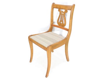 Vintage beige houten lierharpstoel