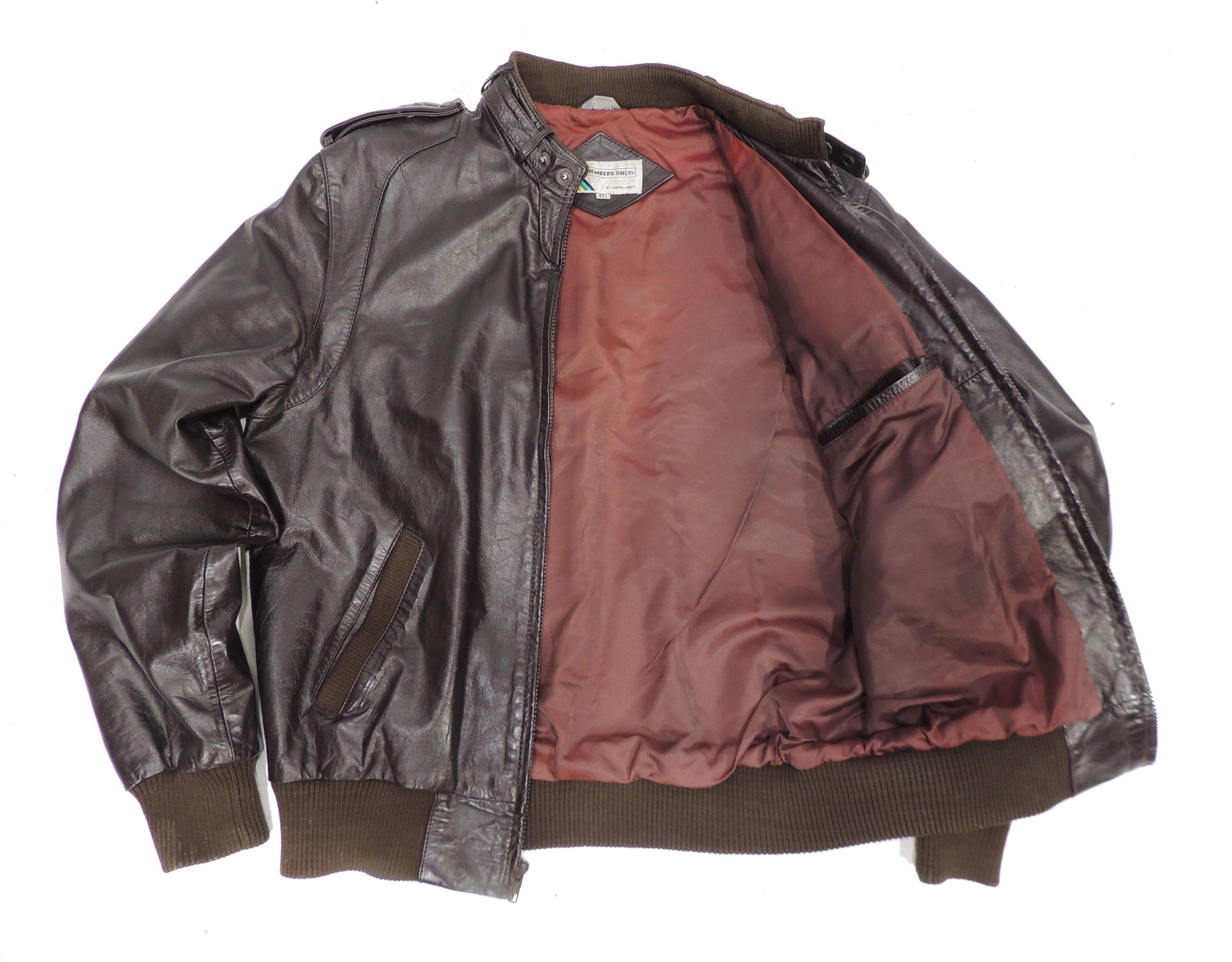 Vintage Original Members Only Leather Bomber Jacket Men's Size 42
