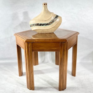 MCM Era Mersman Hexagon Wood Side End Table Plant Stand