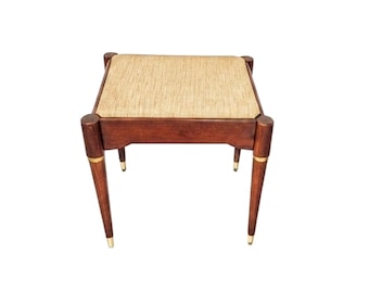 MCM Era Messing Akzente Holz Vinyl Top Nähen Lagerung Bank Hocker
