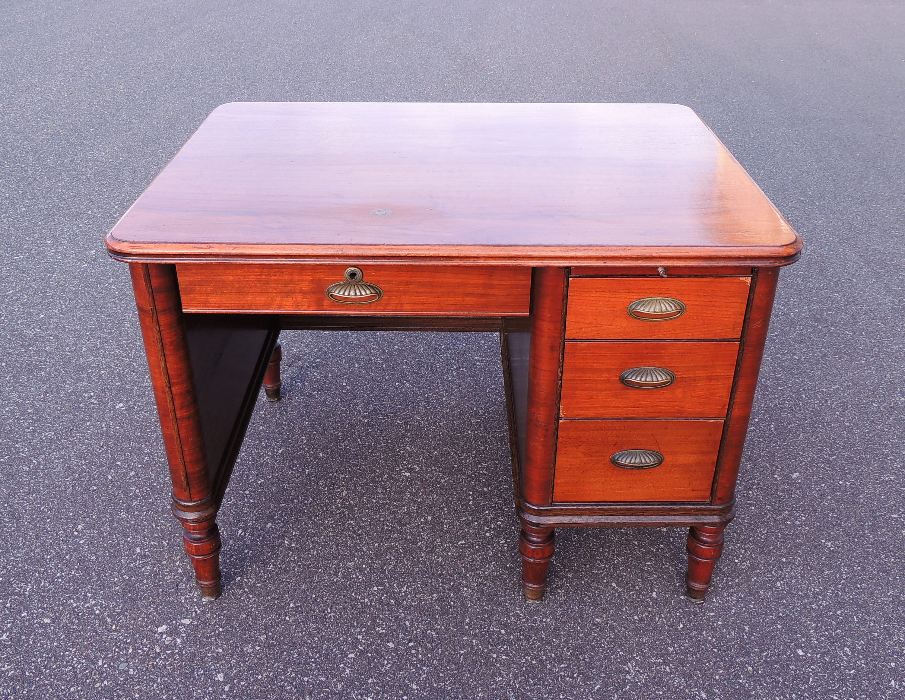 Vintage Antique Deco Grand Rapids Desk Co Wood Metal Writing Table