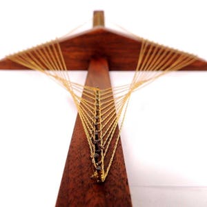Vintage Modernist Era Design Wall Mount Solid Wood Walnut Cross