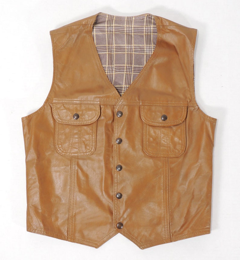 Vintage MCM Buckboard Leather Vest Jacket Slim Fit Size S to M - Etsy