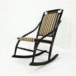 Vintage Hunzinger-style Wood Cloth Lounge Rocking Chair - Etsy