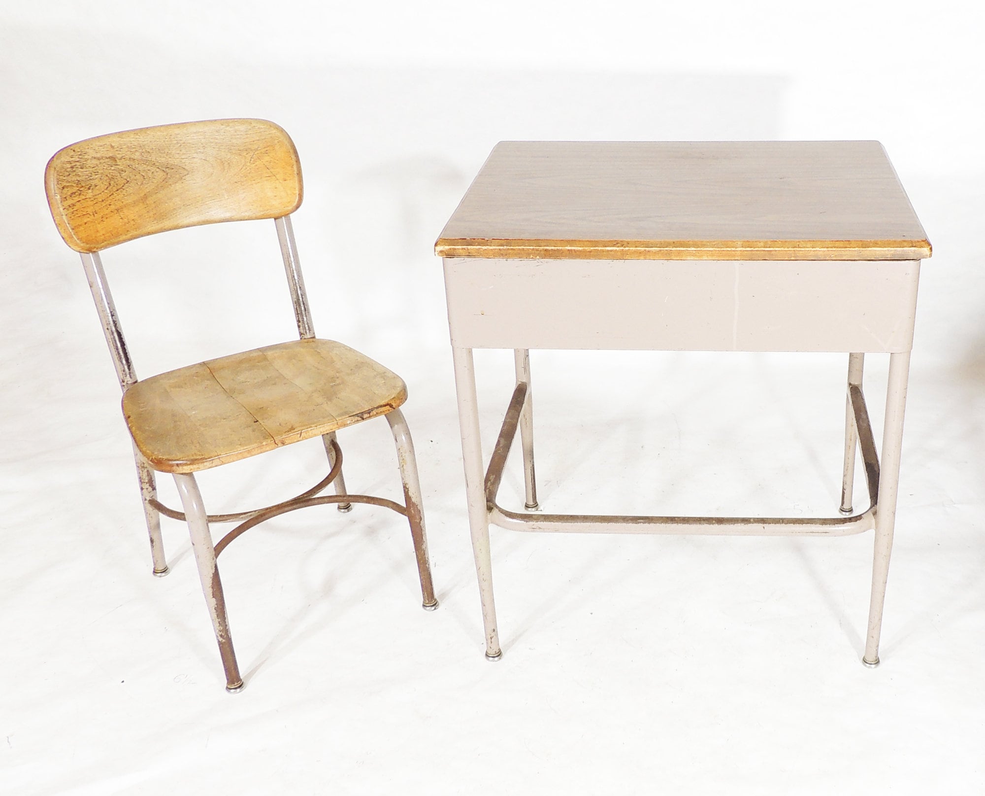 Vintage Heywood Wakefield Mid-century Era Rustic Wood Metal Mini