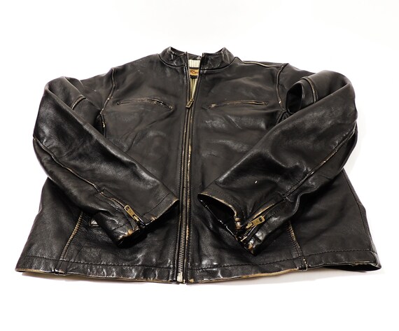 Motorcycle Biker Jacket Cafe Racer Leather brass … - image 3