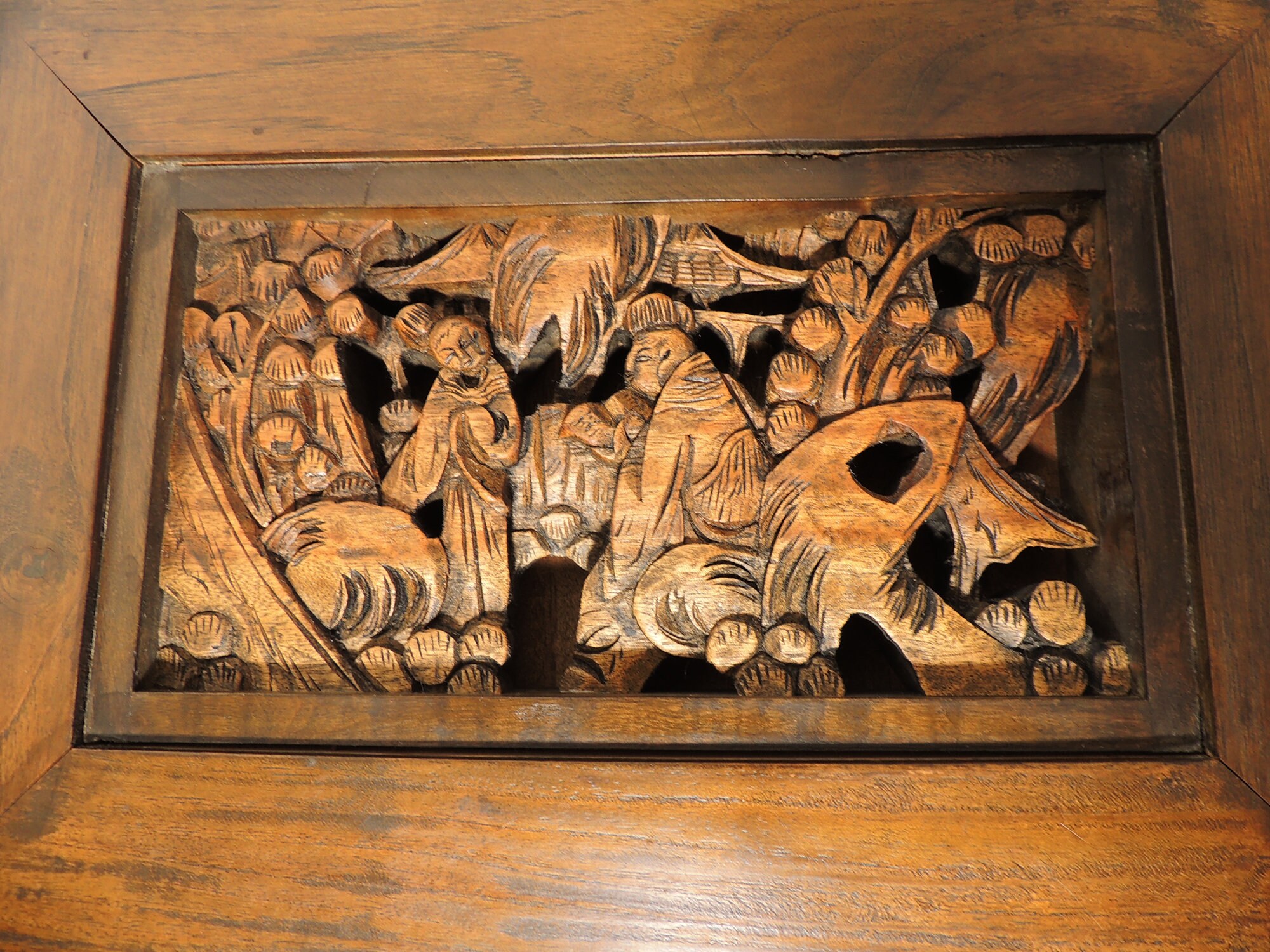 安いそれに目立つ Set Tables End Side Glass Wood Carved Oriental Vintage 2 of 工芸品