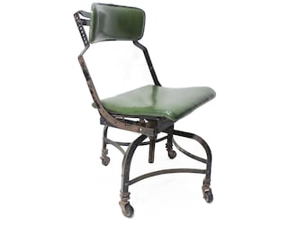 Sedia industriale regolabile con ruote Domore, stile Art Deco, dell'era Machine Age.