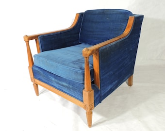 Modernist Era Madon Solid Wood Blue Lounge Chair - FREE local pick-up