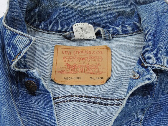 Levi's trucker blue jean jacket mens size XL - image 5