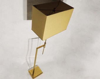 61" Tall Modernist Style Geometrical Brass Arm Floor Lamp
