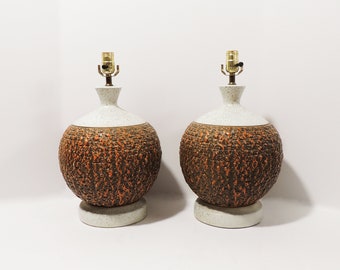 Set of 2 MCM Era Spherical Table Lamps w original shades