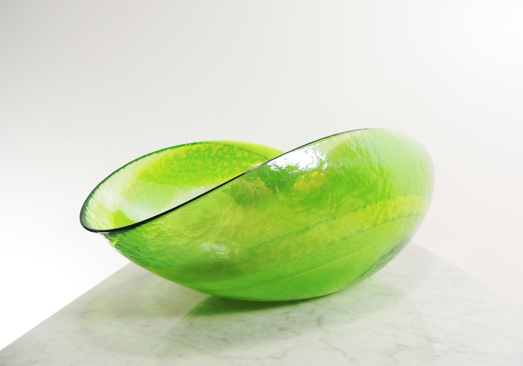 Vintage Lime Green Murano Decorative Glass Fruit Bowl Etsy