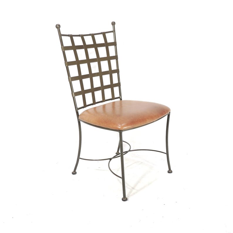 Original Charleston Forge American Metal Leather Side Chair - Thumbnail 2