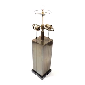 MCM Era Wildwood Geometric Rustic Metal Two Light Table Lamp