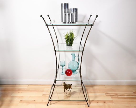 Modernist Ära Minimalistisch Metall Glas Regale Unit