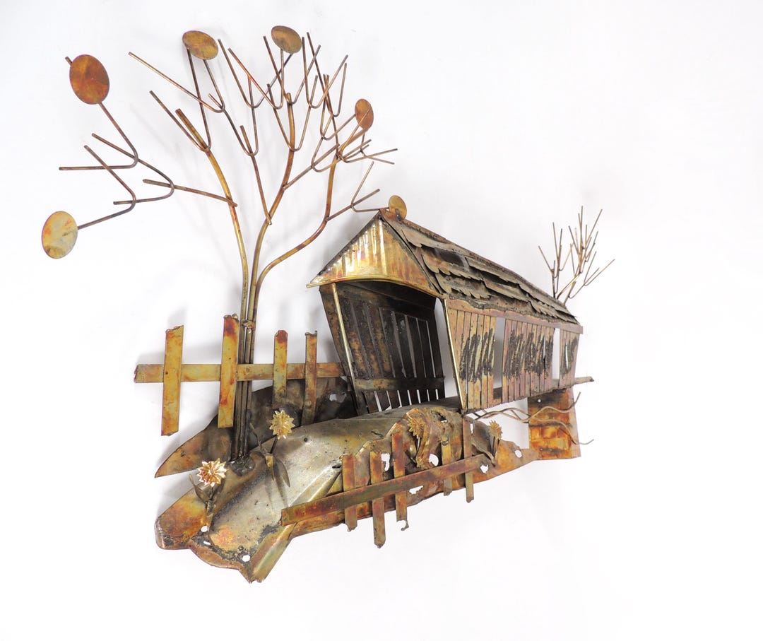 Vintage Mid-century Modernist Era Decor Rustic Metal Wall Art - Etsy