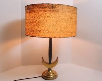 Vintage Mid-Century MOSS Attributed Brass Metal Crescent Desk Table Lamp