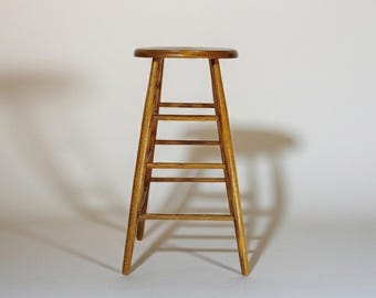 Taburete de madera maciza de Union City Chair, original de época,