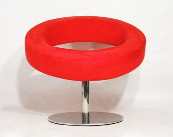 Danish Postmodern Softline Hello Red Lounger Swivel Chair