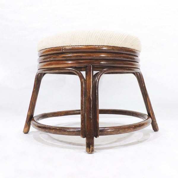 Vintage Alexvale Furniture Bentwood Round Cloth Seat Ottoman