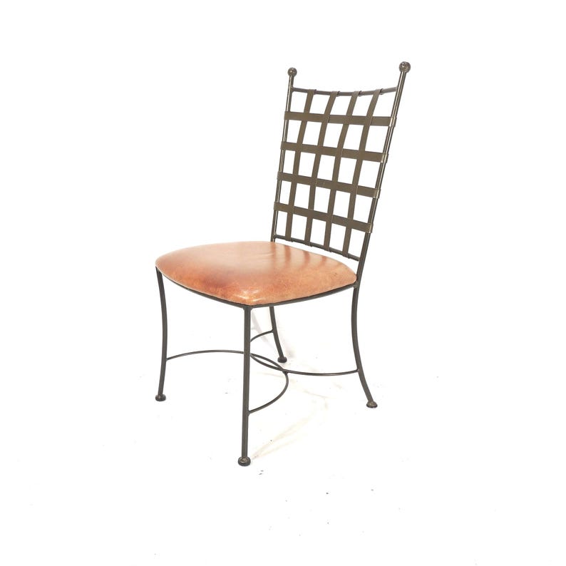 Original Charleston Forge American Metal Leather Side Chair - Thumbnail 5