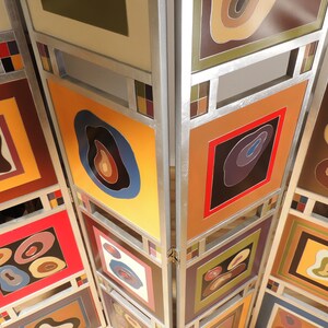 RARE Large Postmodern Four-panel Screen Abstract Art Room Divider ...