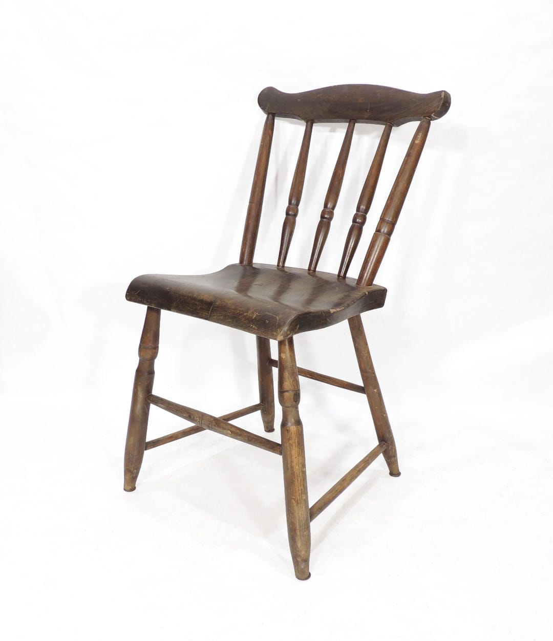 Antique Wood Farm Country Rustic Folk Side Harvest Chair - Etsy