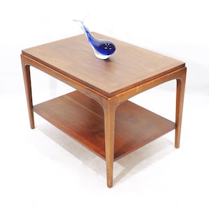 MCM Era Lane Rhythm Wood Finish Shelved Nightstand Side End Table