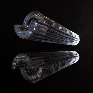 Set van 2 Vintage getextureerde glas buisvormige cilinder Cityscape kaars houders