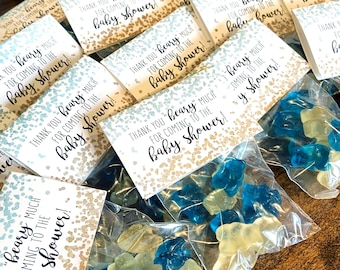 Party Favor Set | Treat Bag + Gift Tag | Champagne Inspired Gummy Bears | Thank You Beary Much Theme | Baby Shower, Party | CHEERS!