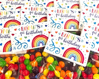 Party Favor Set | Treat Bag + Gift Tag | Rainbow Theme Candy | Birthday, Summer BBQ, Pool Party, Pride, Wedding, Shower CHEERS!