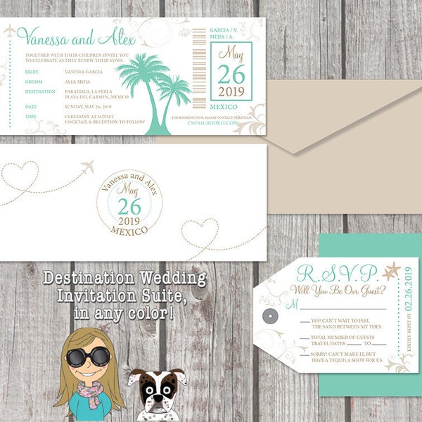 Tropical Wedding Luggage Tag Template Etsy