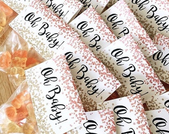 Party Favor Set | Treat Bag + Gift Tag | Champagne Inspired Gummy Bears | OH BABY | Thank You Beary Much Theme | Baby Shower Party | CHEERS!