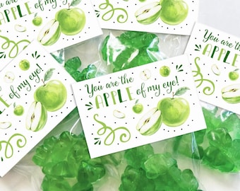 PARTY FAVOR | Gift Tag + Goodie Bag with Gummy Bears | You are the APPLE of my eye | Birthday Party, Wedding, Baby Shower, Class Gift