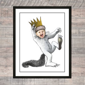 Where The Wild Things Are Inspired Wall Art | Personalized Max Photo Poster Print in Any Size | King Baby Nursery Kid Room Decoration Party