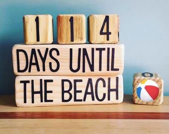 Distressed Wood Summer Vacation Countdown Blocks | Days Until The Beach | Summertime, Seasonal, Party Gift, House Decor, Beach Bum